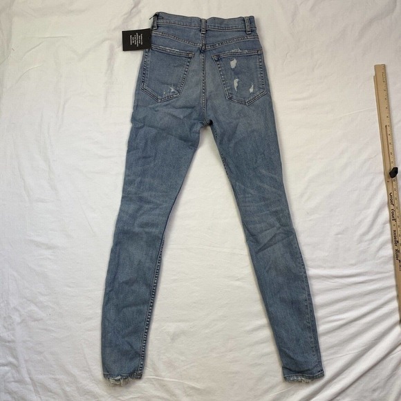 Reformation High Waisted Skinny Denim Jeans Size 23 Blue Maui Distressed NWT - Picture 8 of 15